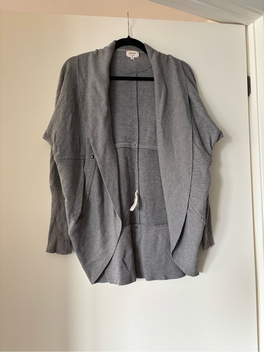 Aritzia Wilfred Gray Open-Front Draped Women’s Sweater cardigan